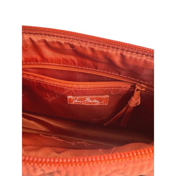 Vera Bradley Quilted Shoulder Bag In Orange With Gold Monogram & Zipper Closure - Picture 3 of 16